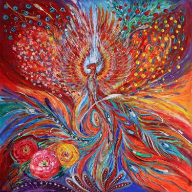 Peinture intitulée "The Phoenix" par Elena Kotliarker, Œuvre d'art originale, Acrylique