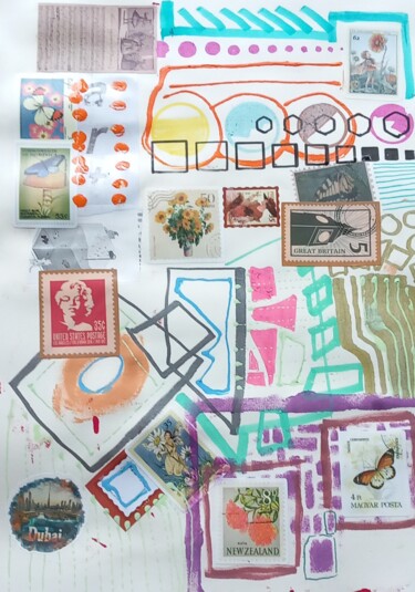 Collages titled "Sjang hai" by Ronnie Kolner, Original Artwork, Collages