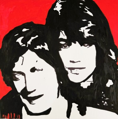图画 标题为“Dutronc & Hardy” 由Muriel Deumie, 原创艺术品, 丙烯 安装在木质担架架上
