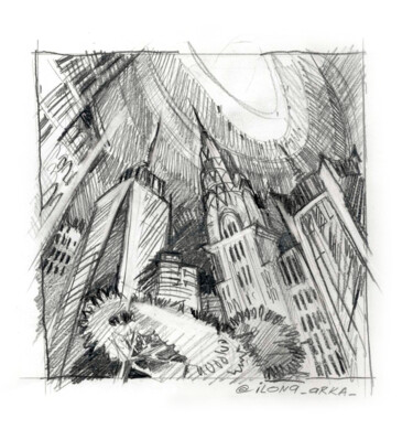 图画 标题为“New York. Looking a…” 由Ilona Burbona, 原创艺术品, 石墨