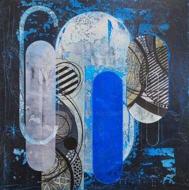 Painting titled "Primary  blue" by Christelle Riffet (Céhère), Original Artwork, Acrylic Mounted on Wood Stretcher frame