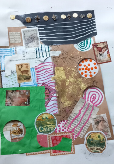 Collages intitulée "San jose" par Ronnie Kolner, Œuvre d'art originale, Collages
