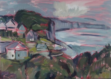 Les Falaises de Veules les Roses Peinture intitulée "Les Falaises de Veu…" par Kimberly Weissenborn, Œuvre d'art originale, Huile Monté sur Châssis en bois