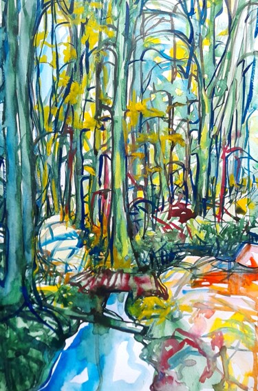 绘画 标题为“Stream in the dense…” 由Alexey Zhucovsky, 原创艺术品, 水彩