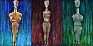 Painting titled "TRAVELLERS FROM THE…" by Dimitra Papageorgiou, Original Artwork, Acrylic