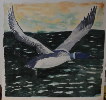 Painting titled "L'Envol" by Bernard Pothier, Original Artwork, Watercolor