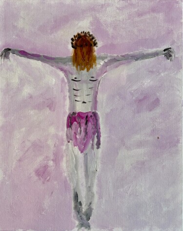 Pittura intitolato "Cristo viola" da Mario Pratesi, Opera d'arte originale, Olio Montato su Cartone