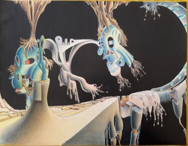Tekening getiteld "Lavando Pelucas" door José Ignacio Gianola, Origineel Kunstwerk, Potlood