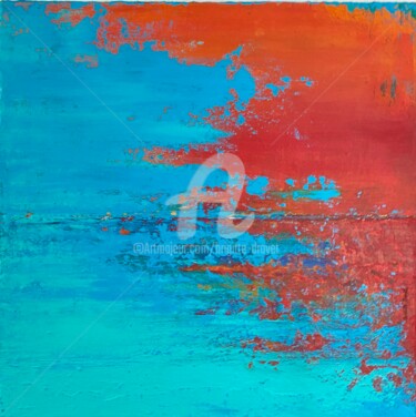Sunset over sea Peinture intitulée "Sunset over sea" par Brigitte Dravet, Œuvre d'art originale, Acrylique Monté sur Châssis en bois