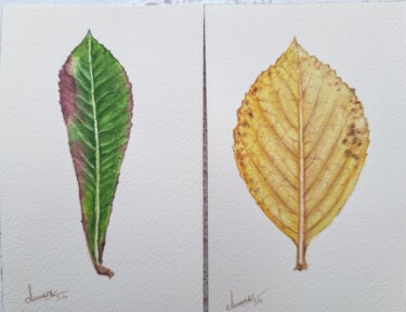 "Autumn leaf painting" başlıklı Tablo Fineartderya tarafından, Orijinal sanat, Suluboya