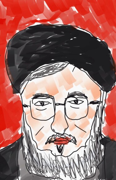 Dessin intitulée "le martyr Hassan Na…" par Iheb Gharbi, Œuvre d'art originale, Marqueur