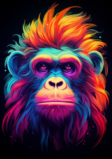 数字艺术 标题为“Neon Ape” 由Nicola Schmid, 原创艺术品, AI生成的图像