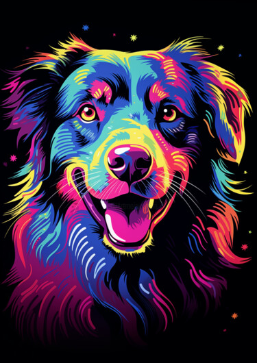 数字艺术 标题为“Neon Dog” 由Nicola Schmid, 原创艺术品, AI生成的图像