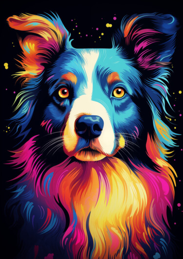 数字艺术 标题为“Portrait of a neon…” 由Nicola Schmid, 原创艺术品, AI生成的图像