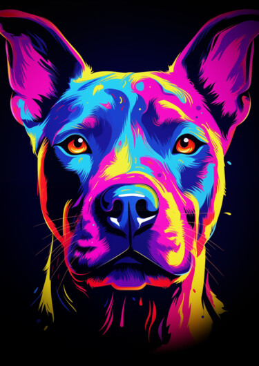 数字艺术 标题为“Neon dog 2” 由Nicola Schmid, 原创艺术品, AI生成的图像