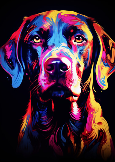数字艺术 标题为“Neon labrador” 由Nicola Schmid, 原创艺术品, AI生成的图像
