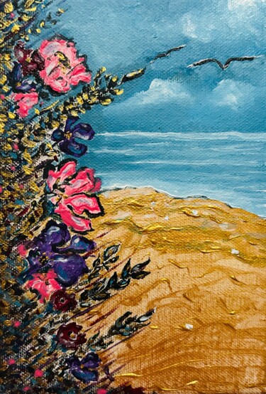 Summer beach Schilderij getiteld "Summer beach" door Violeta Allaberdieva, Origineel Kunstwerk, Acryl