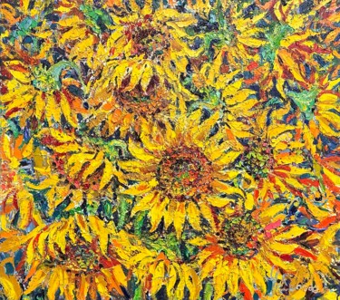 绘画 标题为“"Sunflowers"” 由Andrii Chebotaru, 原创艺术品, 油 安装在木质担架架上