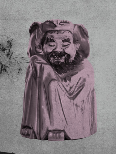 绘画 标题为“Pink Qin Shi Huang” 由6ro, 原创艺术品, 数字油画 安装在木质担架架上