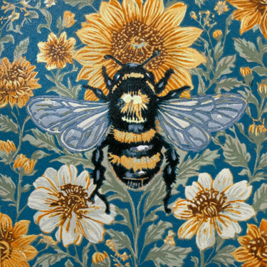 Gravures & estampes intitulée "Hommel" par Jennie Smallenbroek, Œuvre d'art originale, Linogravures