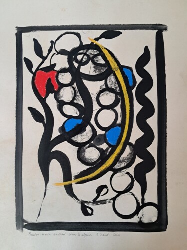 Peinture intitulée "Monstre marin endor…" par Martin Jobert, Œuvre d'art originale, Encre
