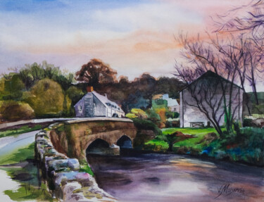 Painting titled "River Lerryn, Cornw…" by Vitaly Moiseev, Original Artwork, Watercolor