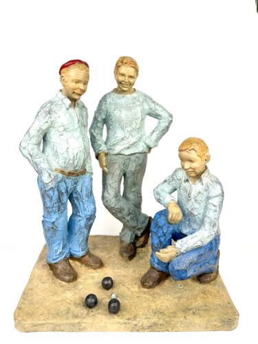 Sculpture intitulée "La pétanque" par Antoinette Chatelain, Œuvre d'art originale, Bronze