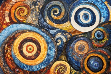 "Mosaic Spiral of Color" / "Мозаичная спираль цвета" Digital Arts titled ""Mosaic Spiral of C…" by Darya Artelis, Original Artwork, Digital Painting