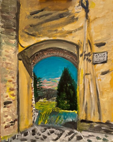 "Sunset in Contignano" başlıklı Tablo Mario Pratesi tarafından, Orijinal sanat, Petrol Karton üzerine monte edilmiş