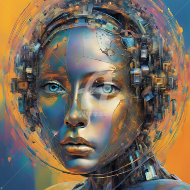 数字艺术 标题为“face of artificial…” 由Reskatorsilver, 原创艺术品, 数字打印