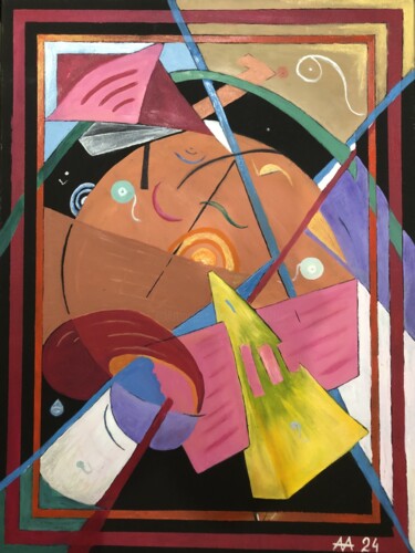 Painting titled "Колесо фортуны" by Alina Asanova, Original Artwork, Oil Mounted on Wood Stretcher frame