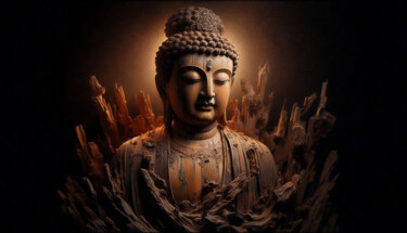 数字艺术 标题为“Wooden Zen Art Budd…” 由Thich Hanh Nguyen, 原创艺术品, AI生成的图像