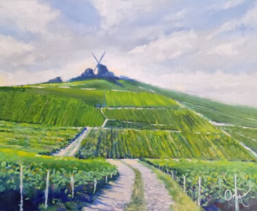 Chemin de vignes à Verzenay Peinture intitulée "Chemin de vignes à…" par David Orban, Œuvre d'art originale, Huile