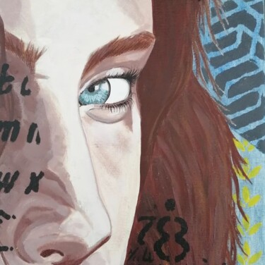 Painting titled "Charge mentale" by Nolwenn Gourdon, Original Artwork, Acrylic Mounted on Wood Stretcher frame