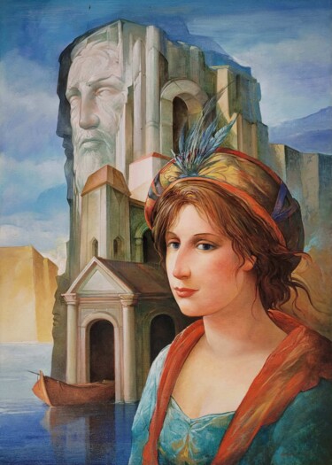 绘画 标题为“Attese dall'orizzon…” 由Vincenzo Cacace, 原创艺术品, 油 安装在木质担架架上