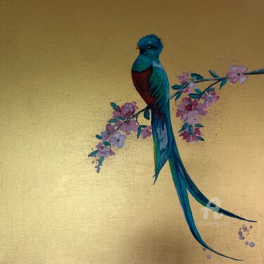 绘画 标题为“Quetzal” 由Laure Bury, 原创艺术品, 油 安装在木质担架架上