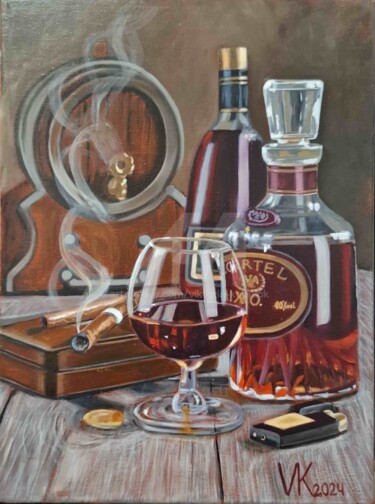 Malerei mit dem Titel "Still life with whi…" von Viktoria Köpnick, Original-Kunstwerk, Öl
