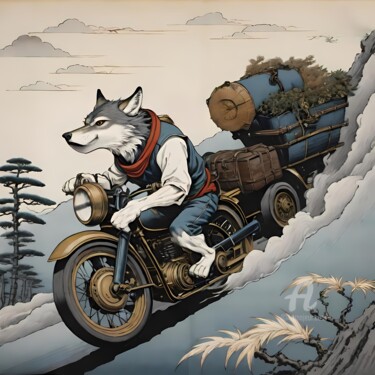 数字艺术 标题为“Wolf in the Machine…” 由Vincent Litoux, 原创艺术品, AI生成的图像