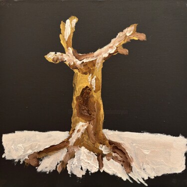 Pittura intitolato "Albero secco nella…" da Mario Pratesi, Opera d'arte originale, Olio Montato su Cartone