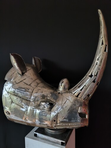 Sculpture intitulée "RHINO" par Claude Germain, Œuvre d'art originale, Métaux