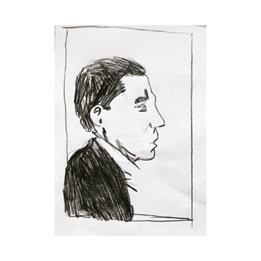 Desenho intitulada "The Agent 2" por Irfan Ajvazi, Obras de arte originais, Carvão Montado em Armação em madeira