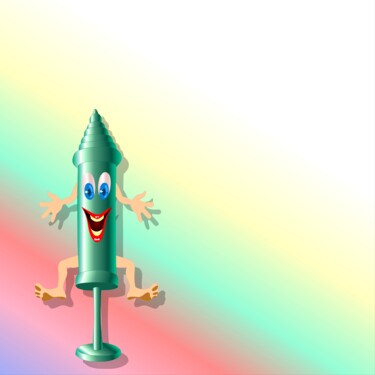 A whimsical green crayon character with arms and legs Digital Arts titled "A whimsical green c…" by Shamim Shaikh, Original Artwork, 2D Digital Work