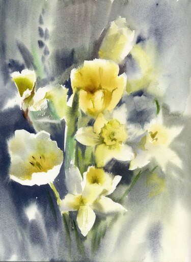 "The Spring bouquet…" başlıklı Tablo Alla Prisakar. tarafından, Orijinal sanat, Suluboya