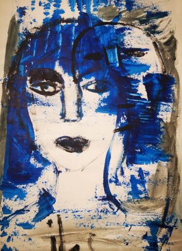 Painting titled "Bleue 0ne" by Abricodéal Îles, Original Artwork, Acrylic