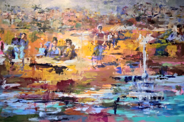 Painting titled "In the park" by Belal Jurewa, Original Artwork, Acrylic Mounted on Other rigid panel