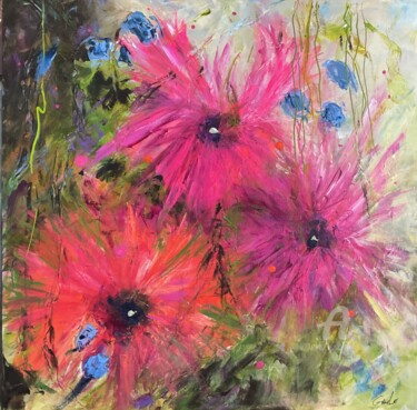 Painting titled "SAVEURS D’ÉTÉ" by Ginette Lefebvre (GauLe), Original Artwork, Acrylic Mounted on Wood Stretcher frame
