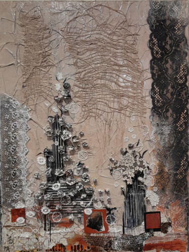 Peinture intitulée "fleurs en hiver" par Monique Attard, Œuvre d'art originale, Acrylique Monté sur Châssis en bois