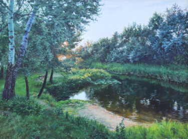 Painting titled "Картина "Свет на ре…" by Iuliia Gorchakova, Original Artwork, Oil Mounted on Wood Stretcher frame