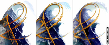 数字艺术 标题为“Abstract Wave tript…” 由Vincent Litoux, 原创艺术品, AI生成的图像