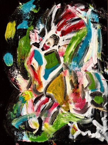 Pittura intitolato "Lo sciamano" da Mario Pratesi, Opera d'arte originale, Olio Montato su Cartone